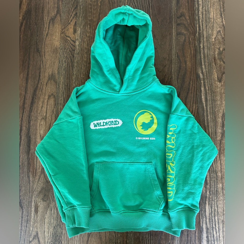 Green Cotton Blend Hoodie with Logo and Text